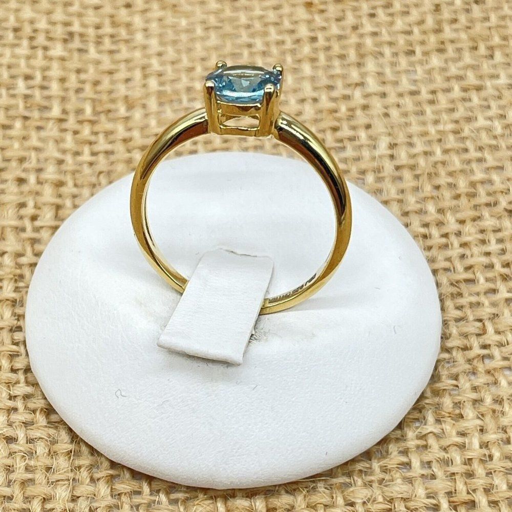 Technibond 1 ct Solitaire Ring Light Blue Topaz Gold Clad Sterling Silver Sz 7.5 - Picture 4 of 10